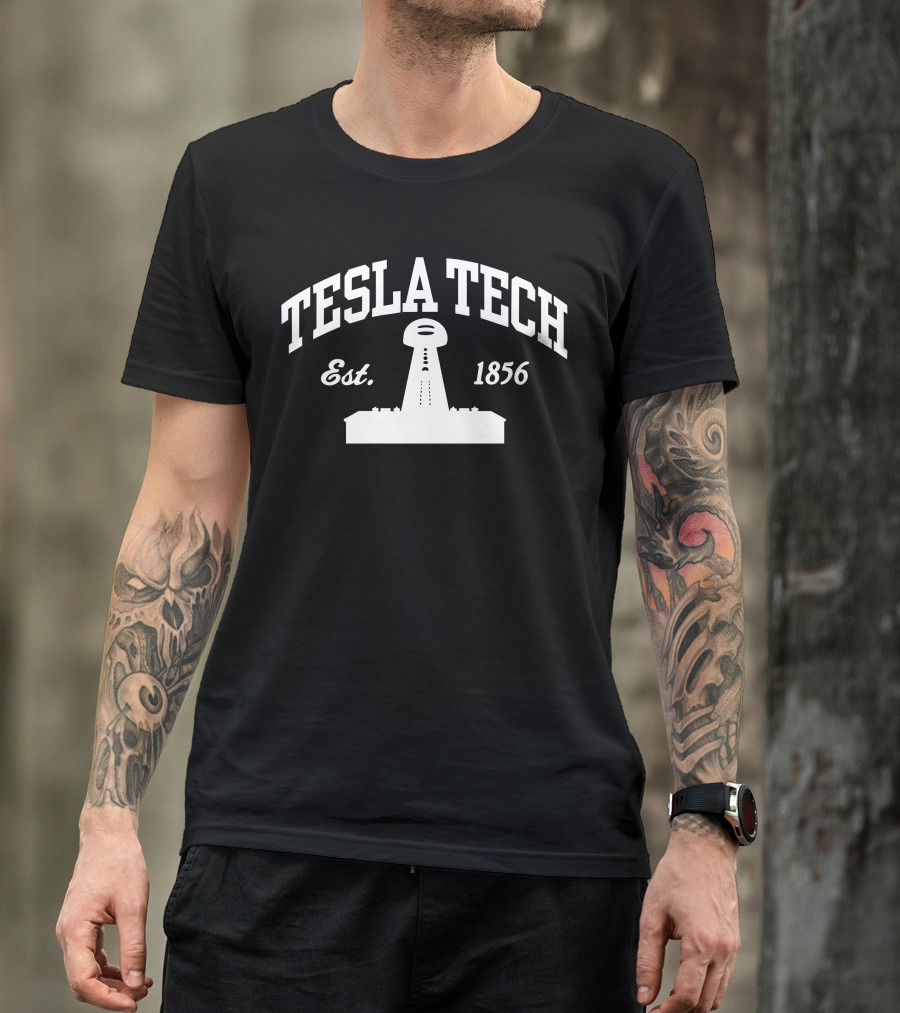 Tesla Tech Est 1856 Retro Tower T-Shirt