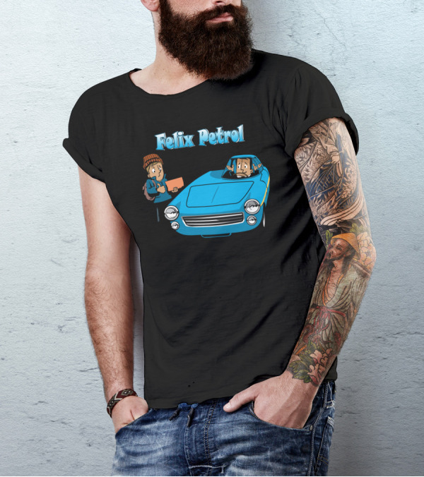 Felix Petrol Blue Car Adventure With Characters T-Shirt