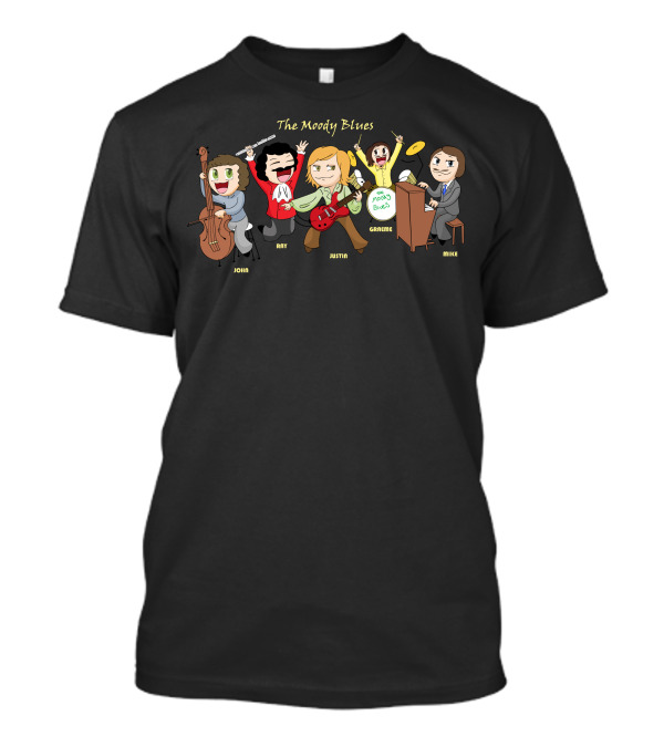 The Moody Blues Cartoon Band Members John Ray Justin Graeme Mike T-Shirt