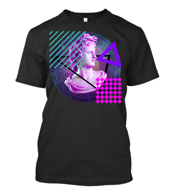 Vaporwave Rome Statue Retro Aesthetic Bust Triangles And Grid T-Shirt