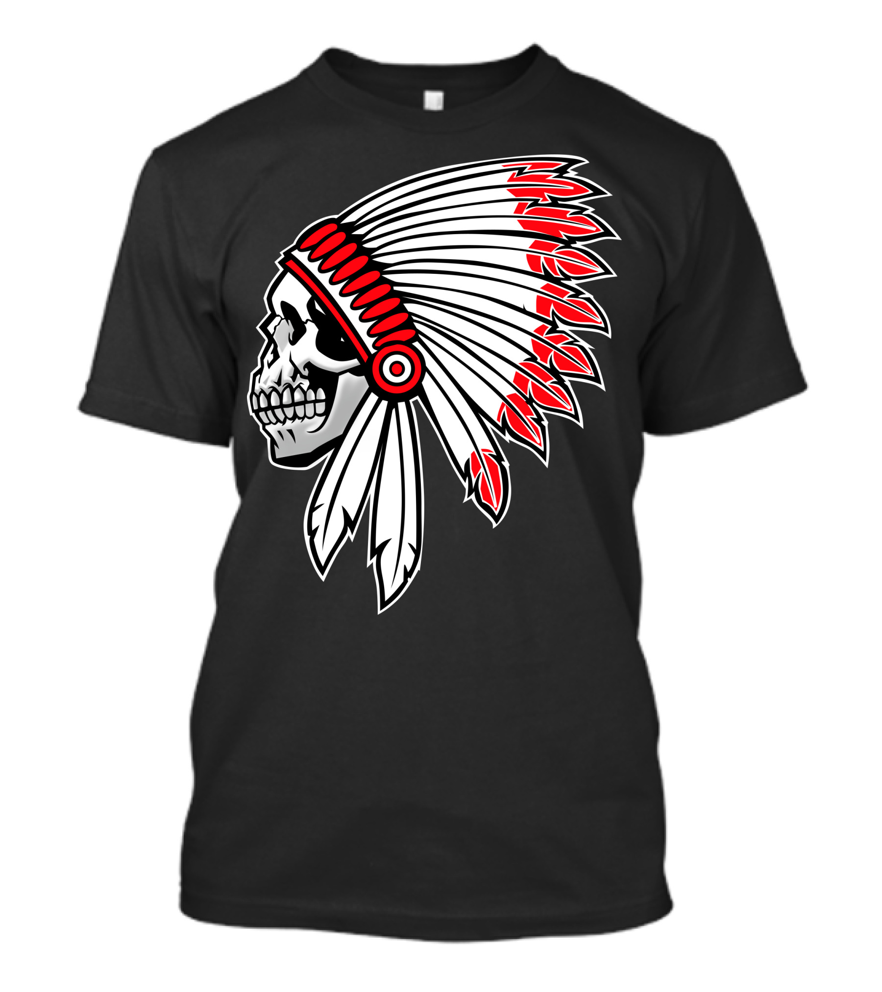 Vector Indian Skull Chief Headdress T-Shirt