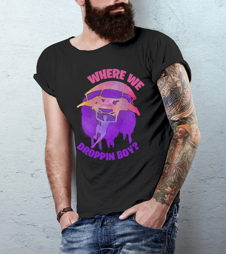 WHERE WE DROPPIN BOY? Parachute Silhouette Gaming T-Shirt