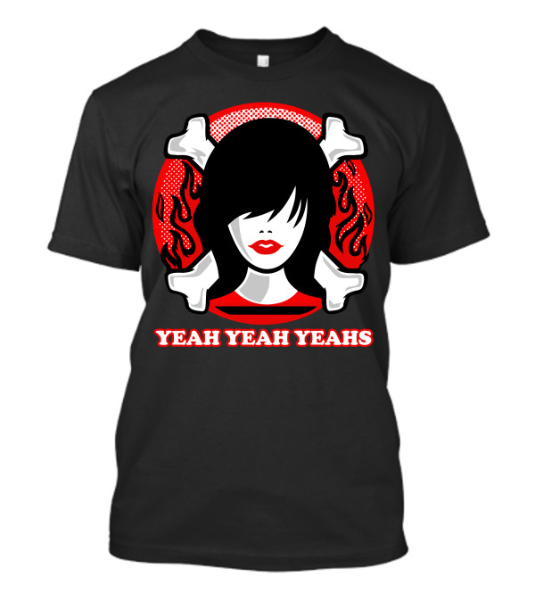 Yeah Yeah Yeahs Portrait With Skull Bones And Flames T-Shirt