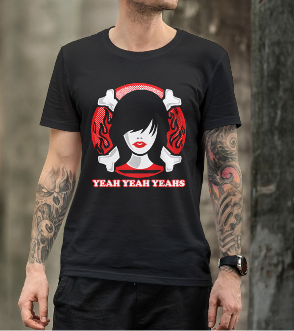 Yeah Yeah Yeahs Portrait With Skull Bones And Flames T-Shirt