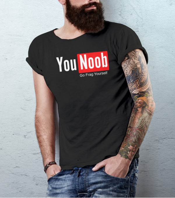 You Noob Go Frag Yourself Gaming Meme Parody Red Rectangle T-Shirt