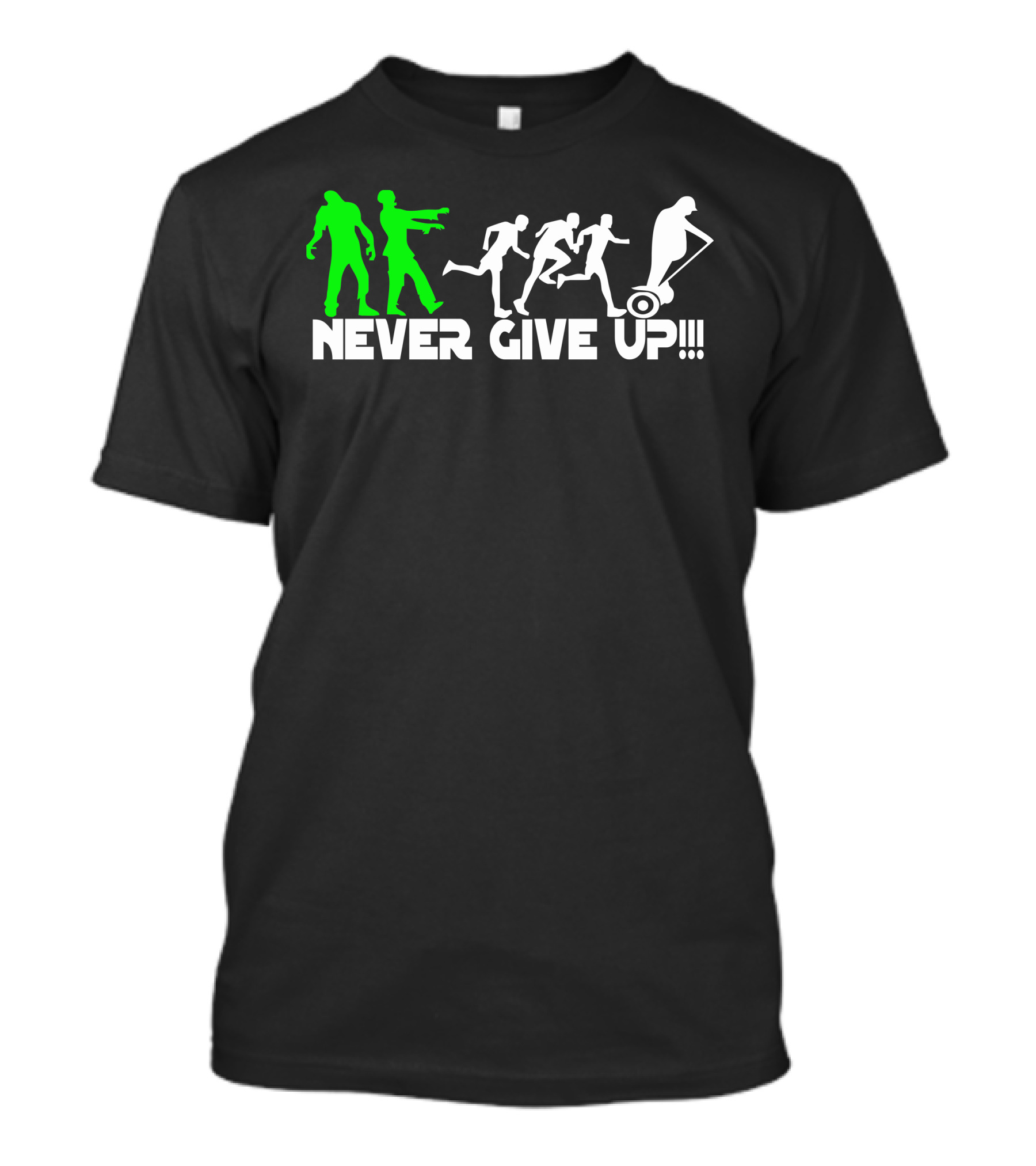 Zombie Never Give Up Fun Running Chase With Mower T-Shirt