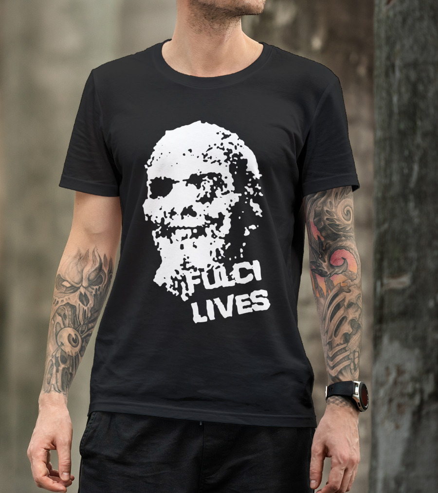 Fulci Lives Grunge Zombie Skull T-Shirt