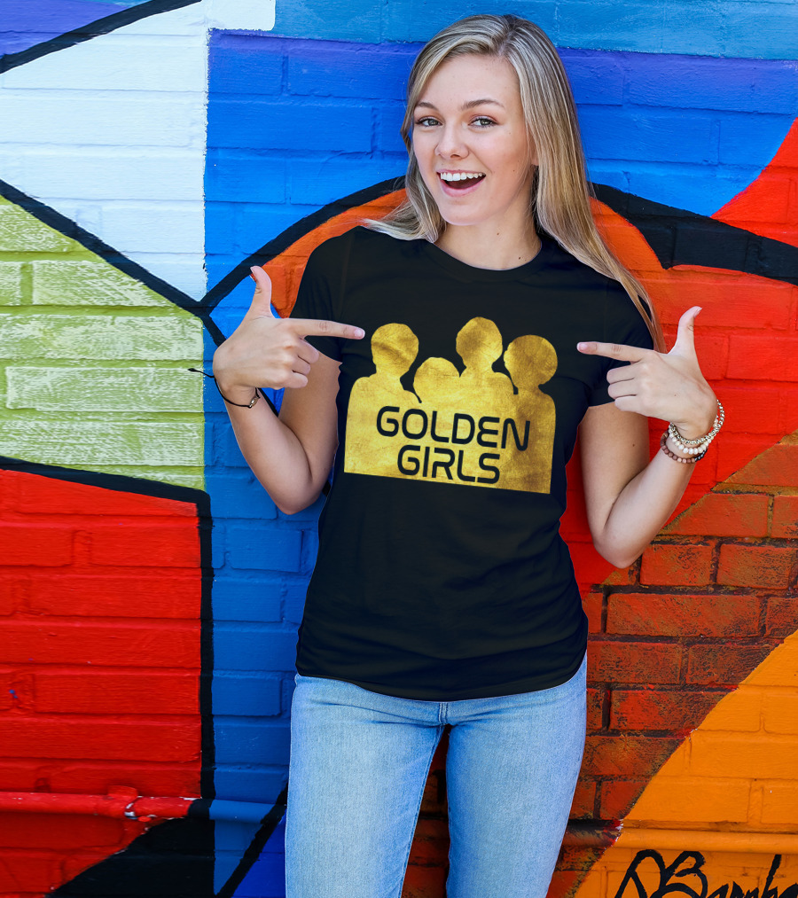 Golden Girls Silhouette Portrait Gold Texture T-Shirt