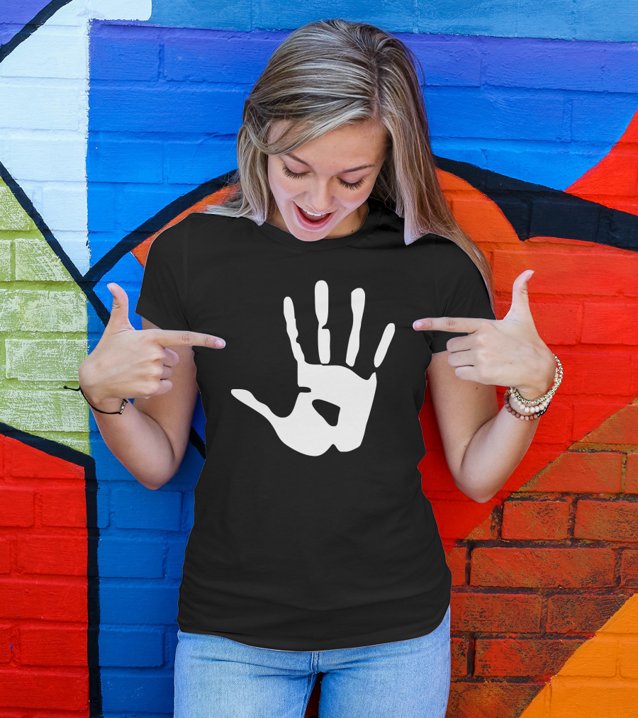 Handprint Sticker Vinyl Decal Iconic White Print T-Shirt