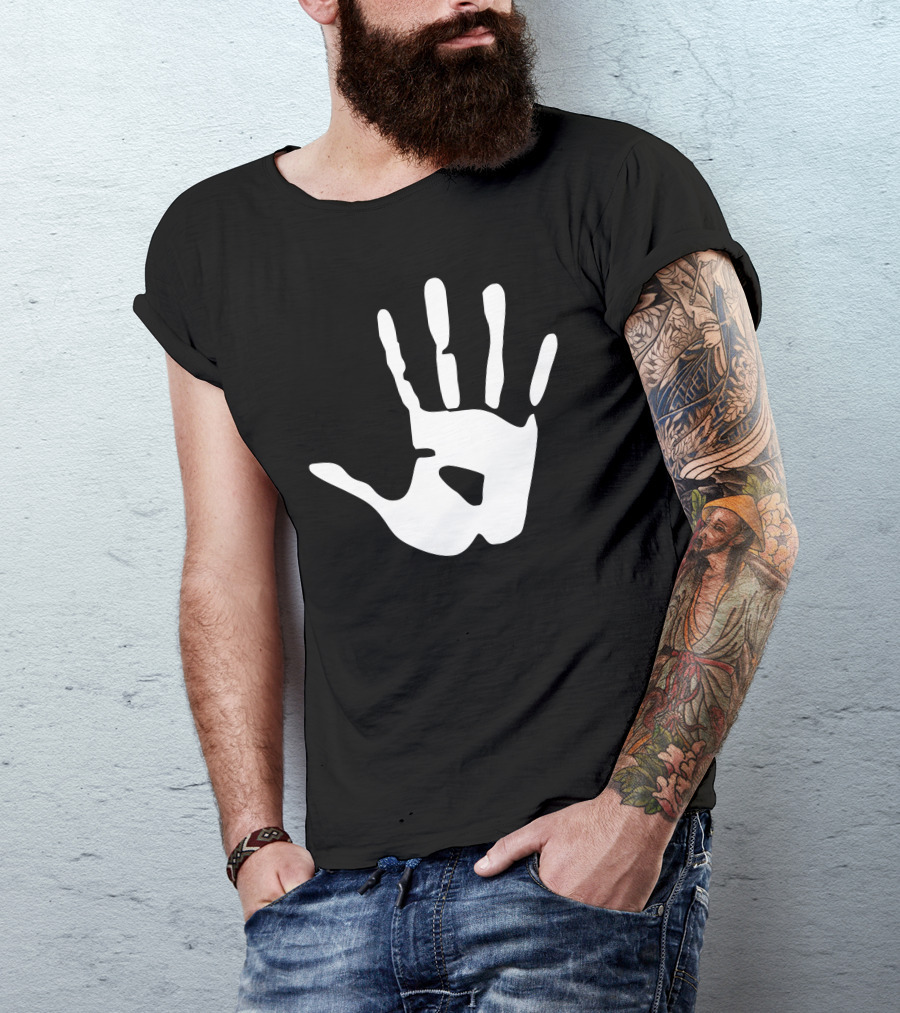 Handprint Sticker Vinyl Decal Iconic White Print T-Shirt