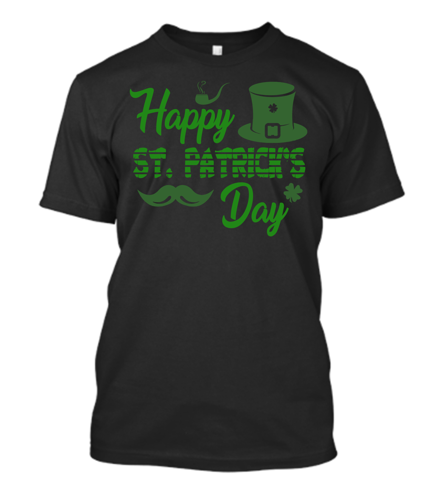 Happy St. Patrick's Day Celebration With Hat Pipe Mustache And Shamrock T-Shirt