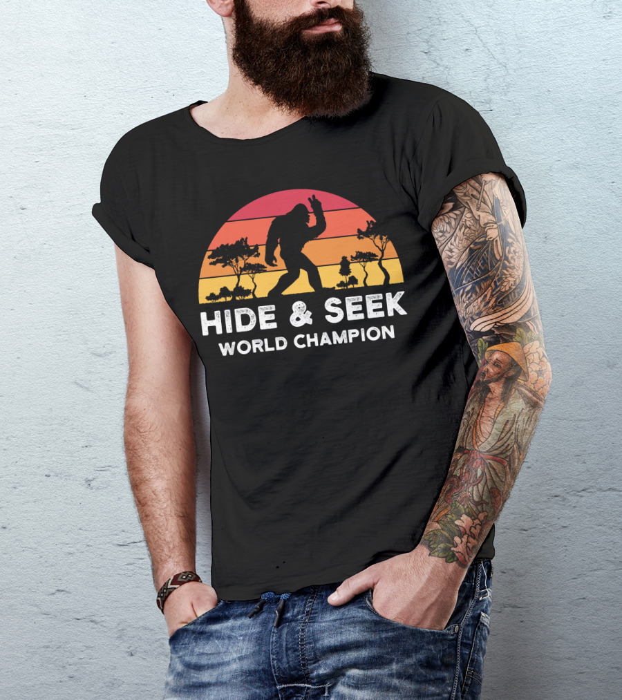 Bigfoot Hide And Seek World Champion Sunset T-Shirt