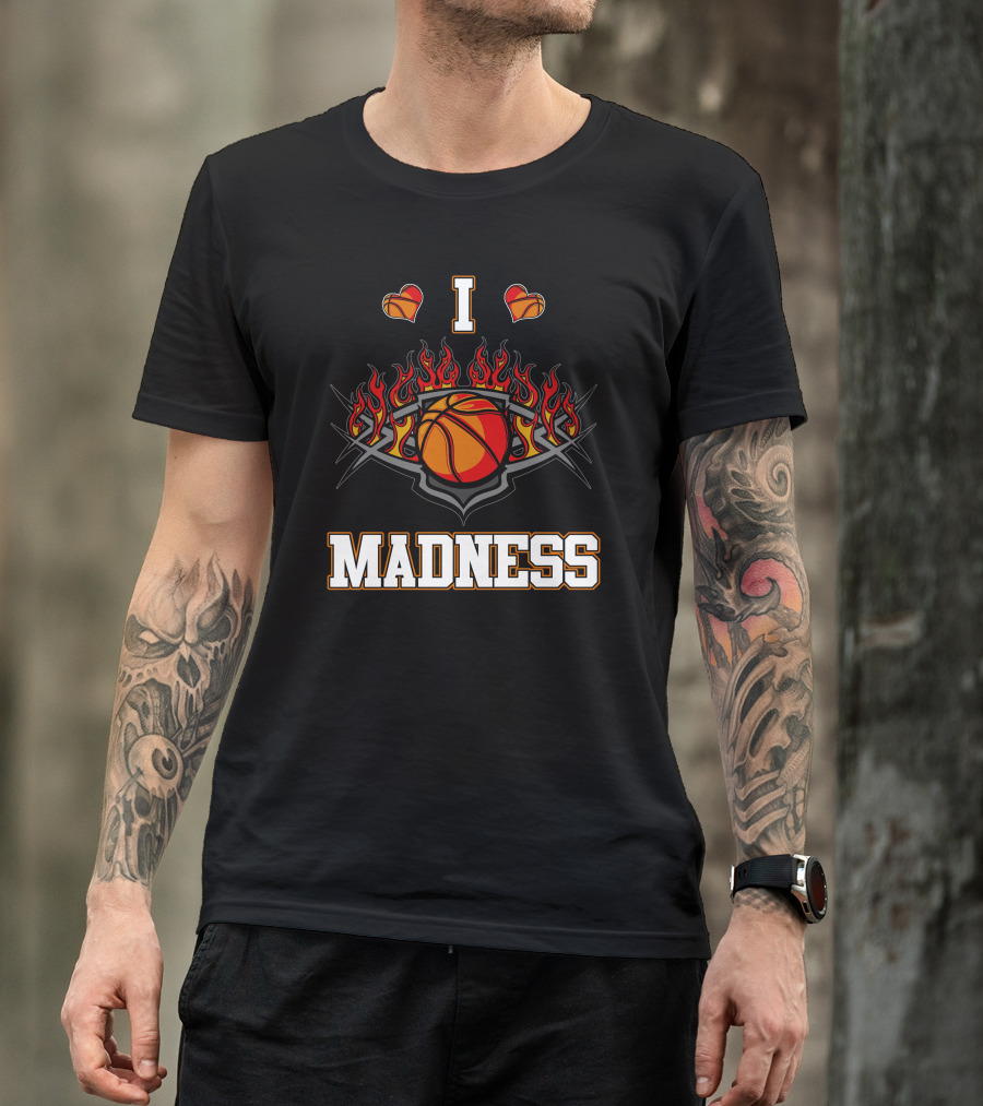 I Basketball Heart Flames Madness T-Shirt