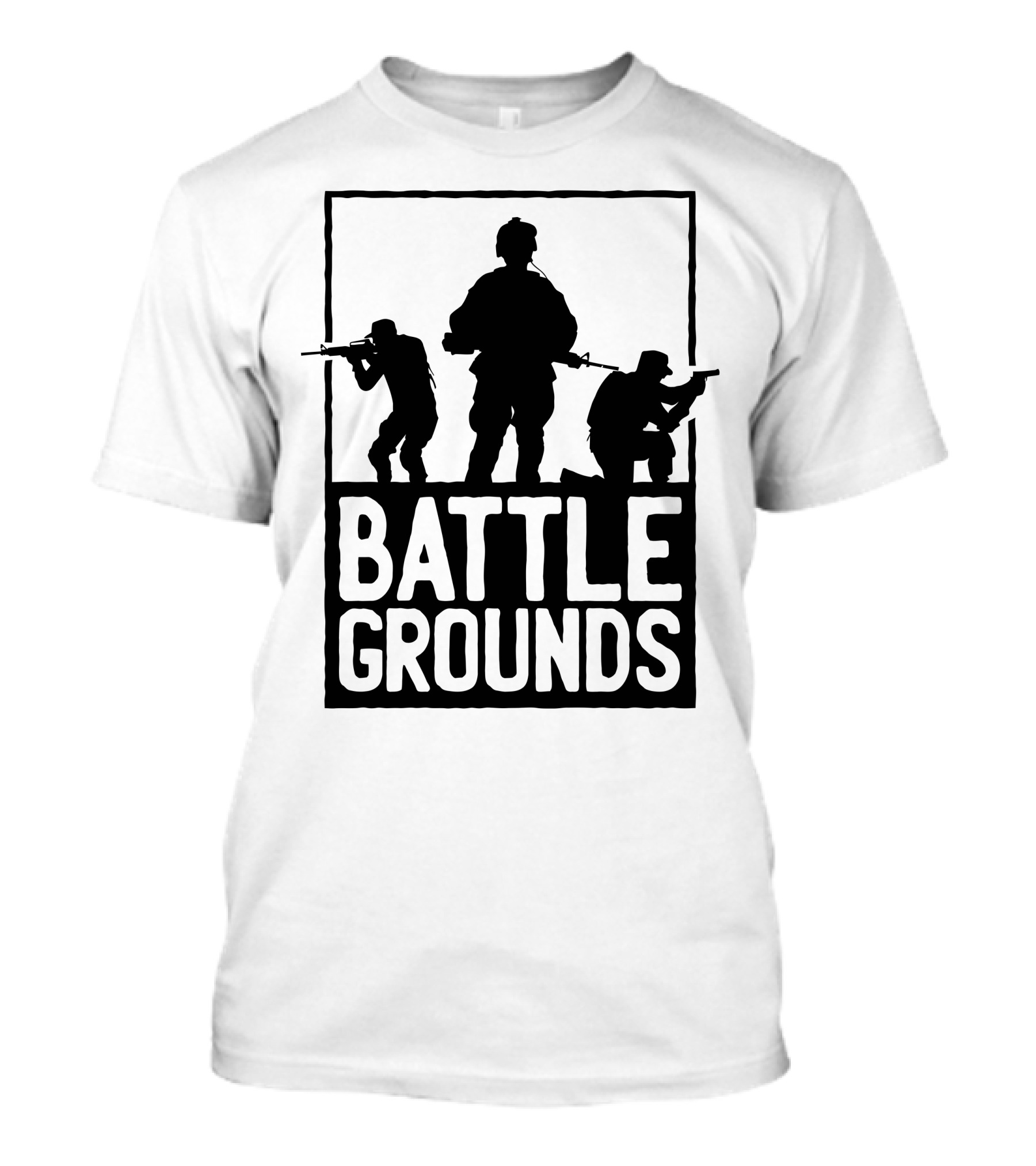 Battle Grounds Tactical Soldiers Silhouette Formation T-Shirt