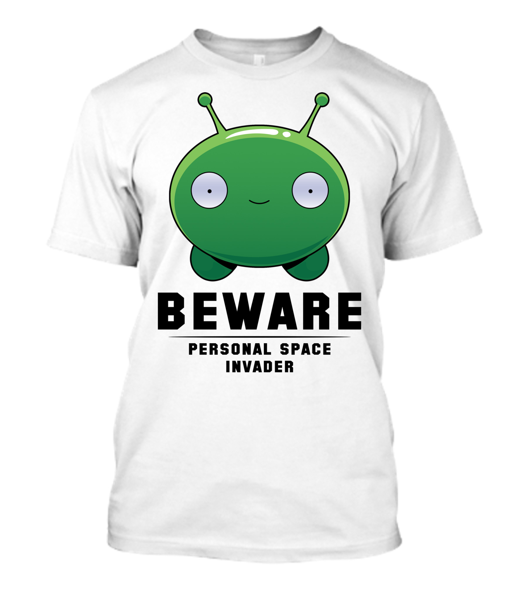 Beware Cute Green Personal Space Invader Alien T-Shirt