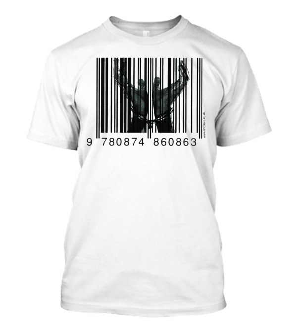 Chained By Capitalism Barcode With Outstretched Arms T-Shirt