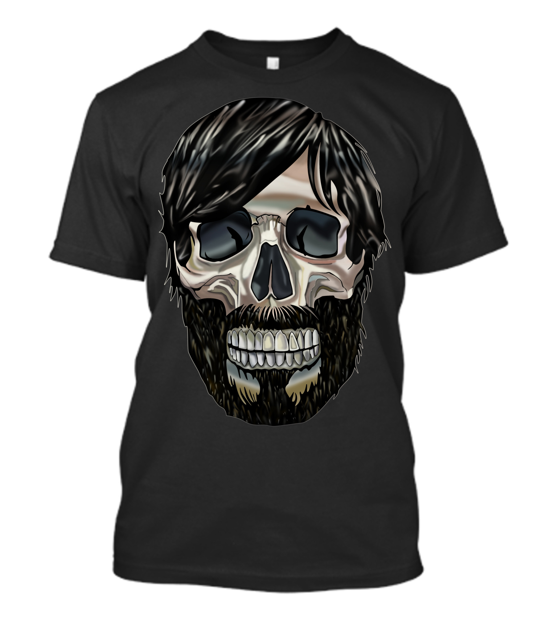 Black Keys Skull With Hair And Beard T-Shirt