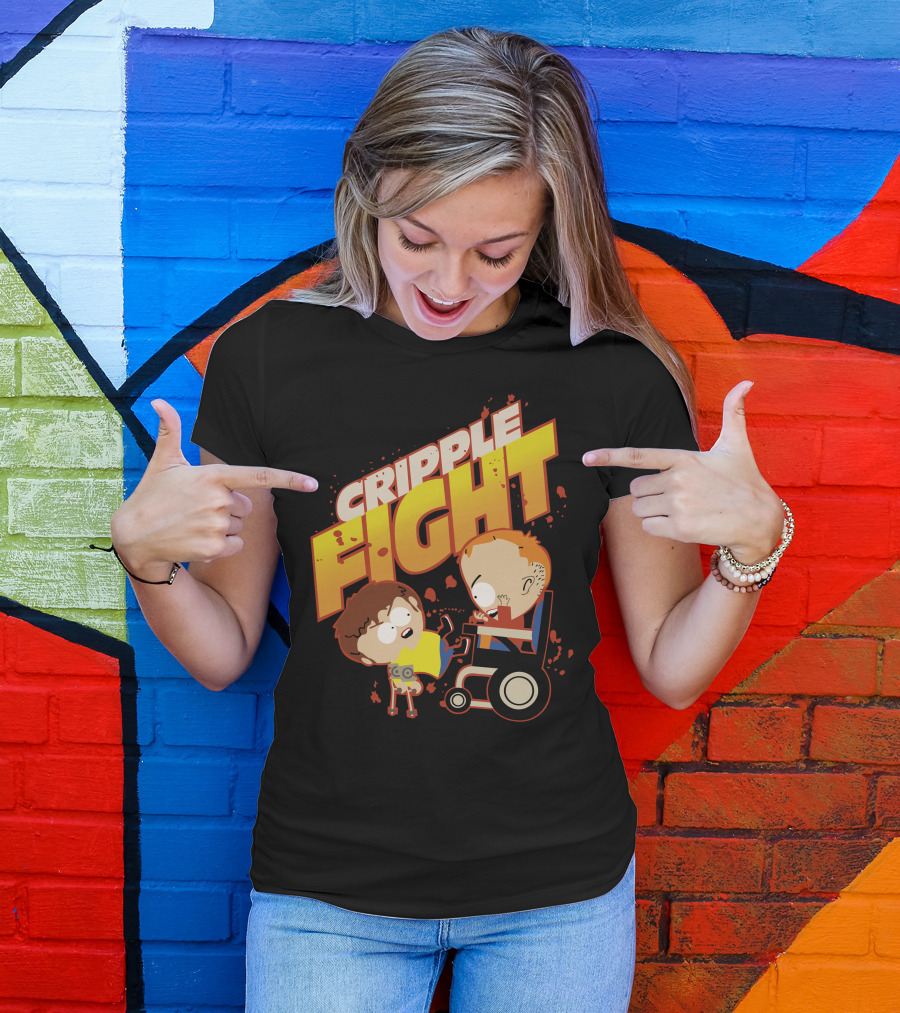 Cripple Fight Cartoon Style Characters Confrontation T-Shirt