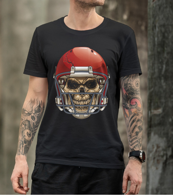 Cool Vector Skull With Football Helmet T-Shirt