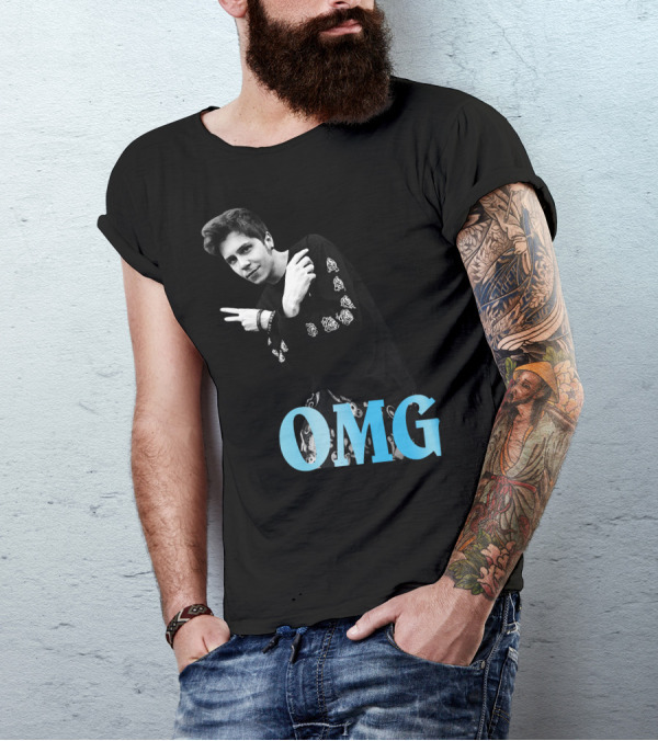 El Rubius OMG Black Shirt With White And Blue Accents T-Shirt