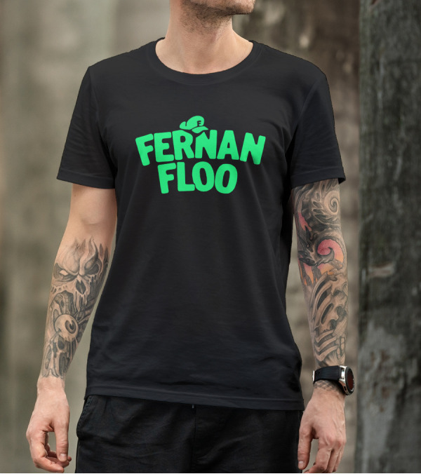 FERNAN FLOO Green Text With Iconic Hat T-Shirt