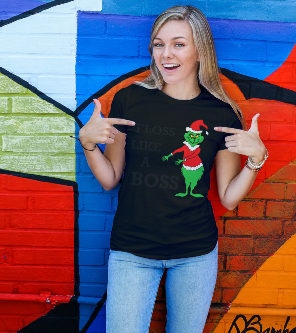 Floss Like A Boss Grinch Santa Dance T-Shirt