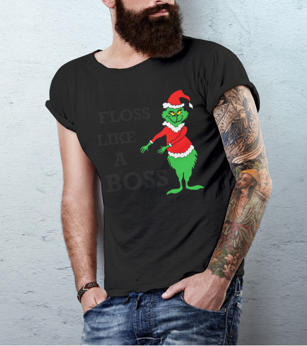 Floss Like A Boss Grinch Santa Dance T-Shirt