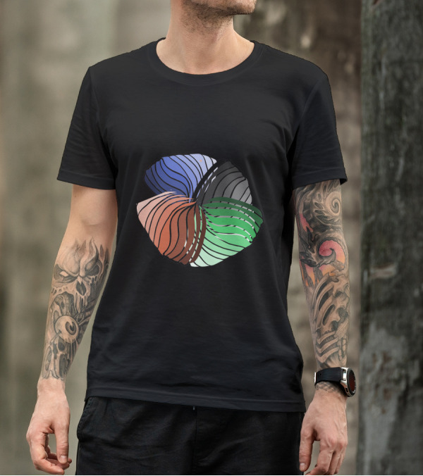 Four Fins Swirling Multicolor Wave Formation T-Shirt