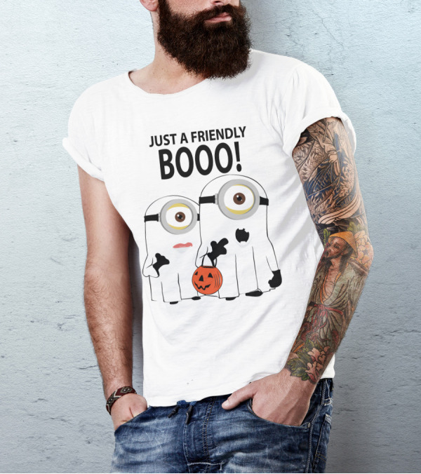Just A Friendly Booo Halloween Ghost Costume Pumpkin T-Shirt