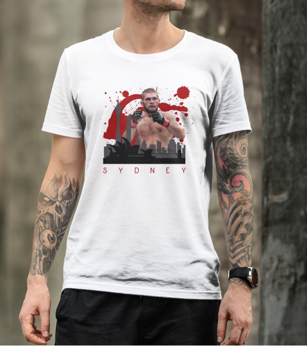 Khabib Sydney MMA Skyline Red Splash T-Shirt