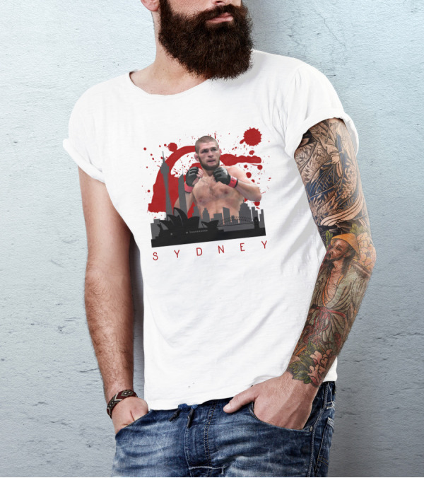 Khabib Sydney MMA Skyline Red Splash T-Shirt