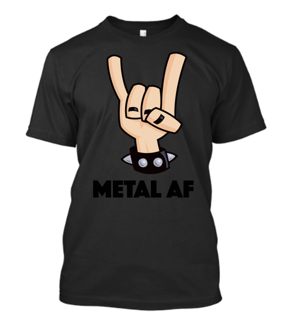 Metal AF Hand Gesture With Devil Horns And Studded Wristband T-Shirt