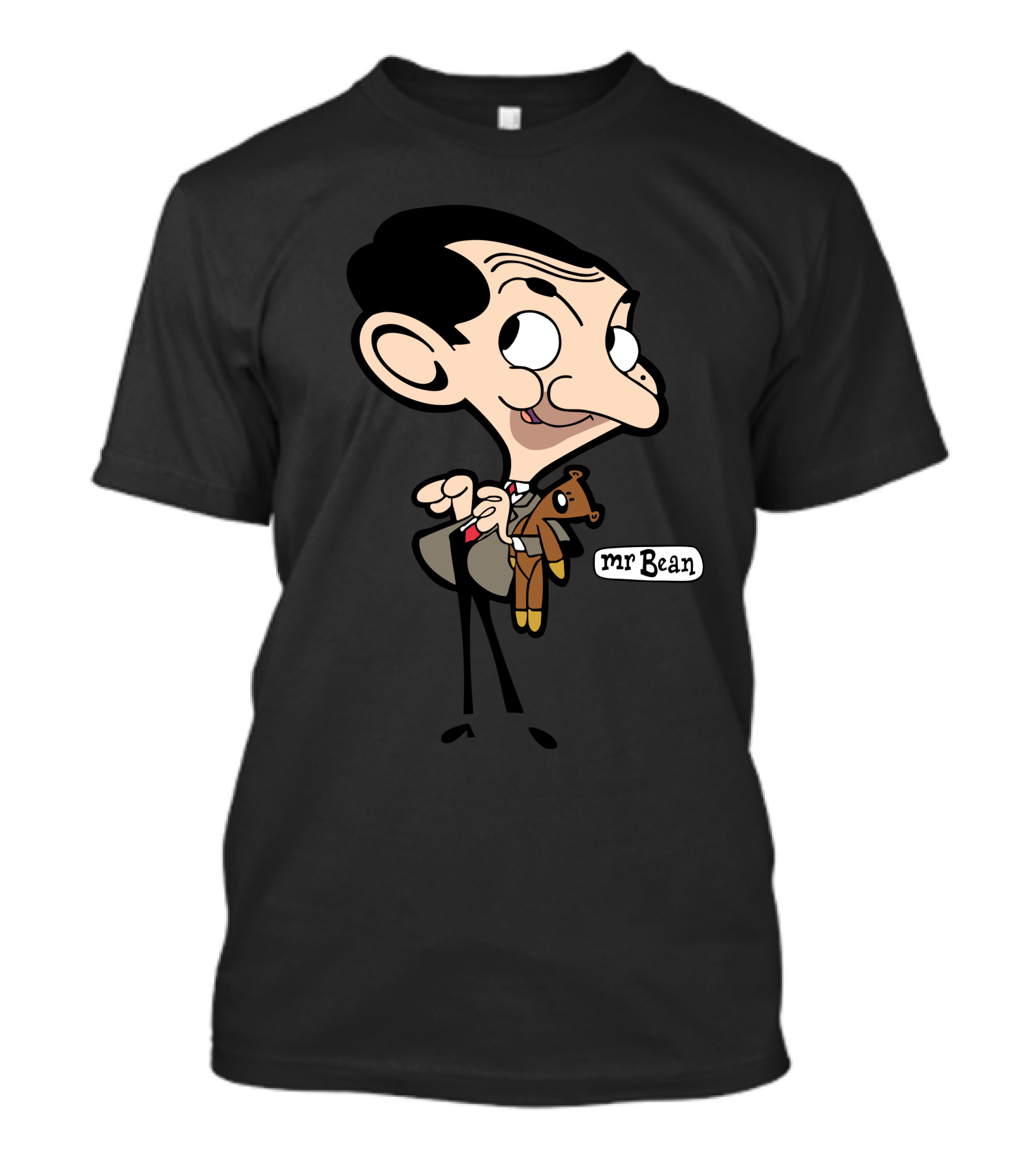 Mr Bean Cartoon Character With Teddy T-Shirt
