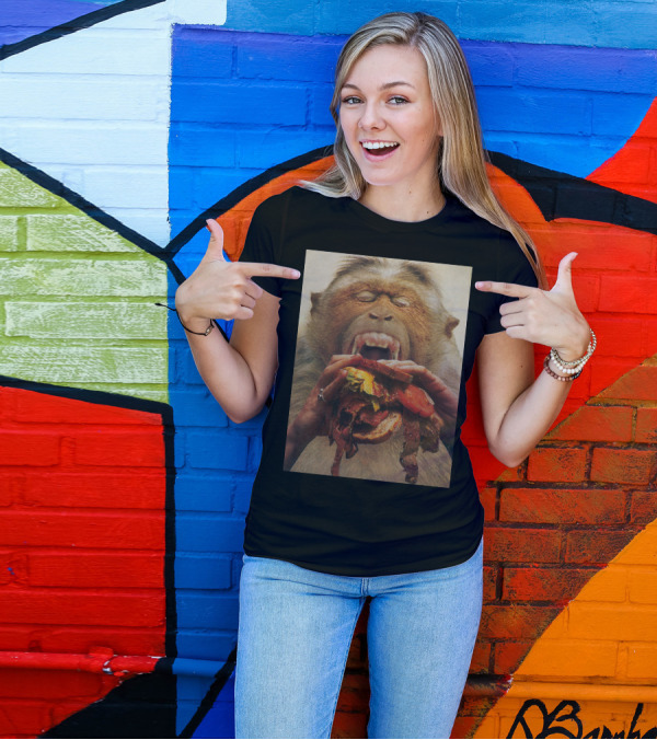 No More Fast Food Monkey Burger Face T-Shirt