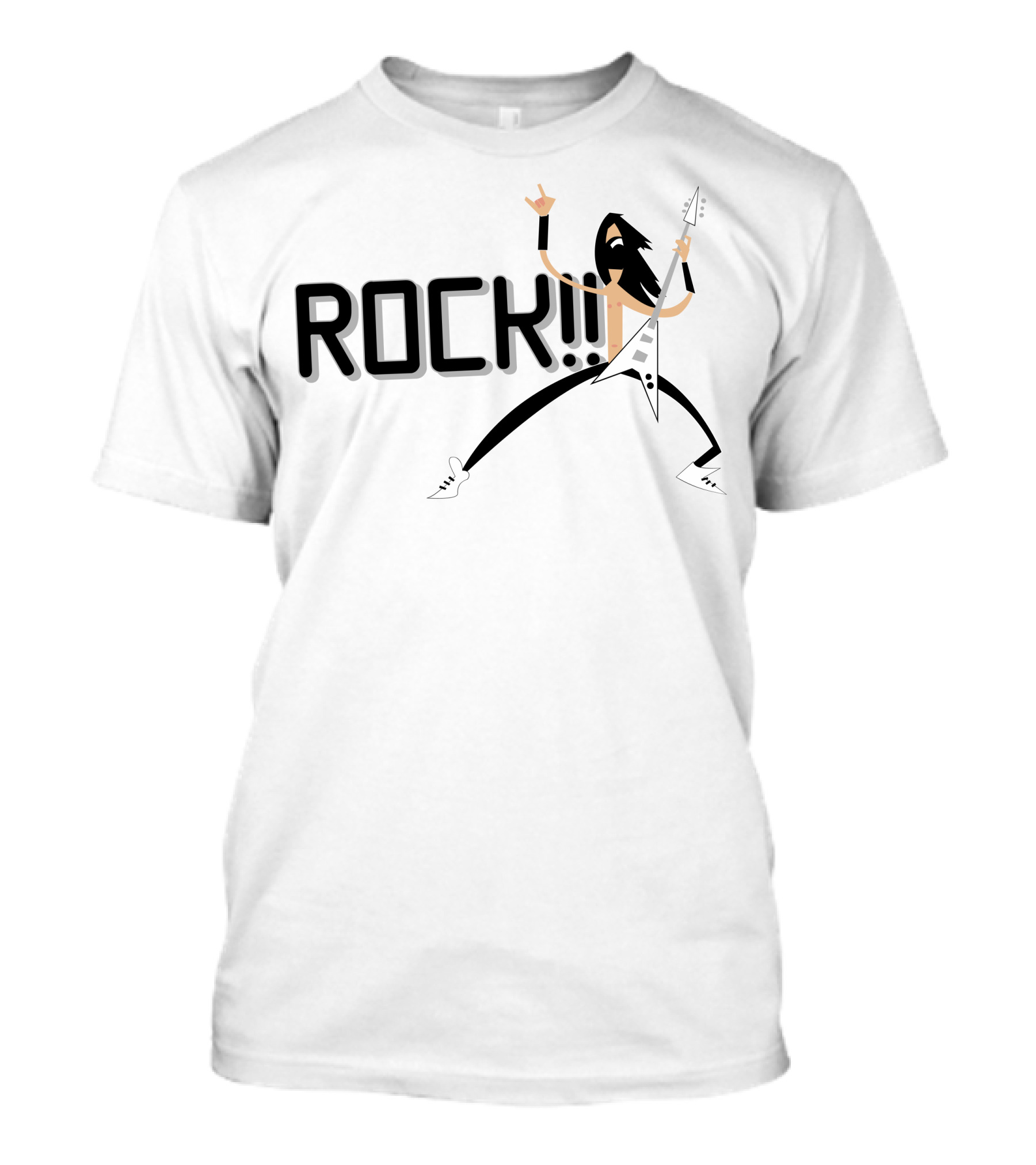 Old School Rock Guitarist With Rock T-Shirt