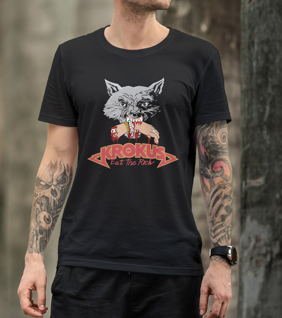 Krokus Eat The Rich Wolf With Bloody Arm T-Shirt