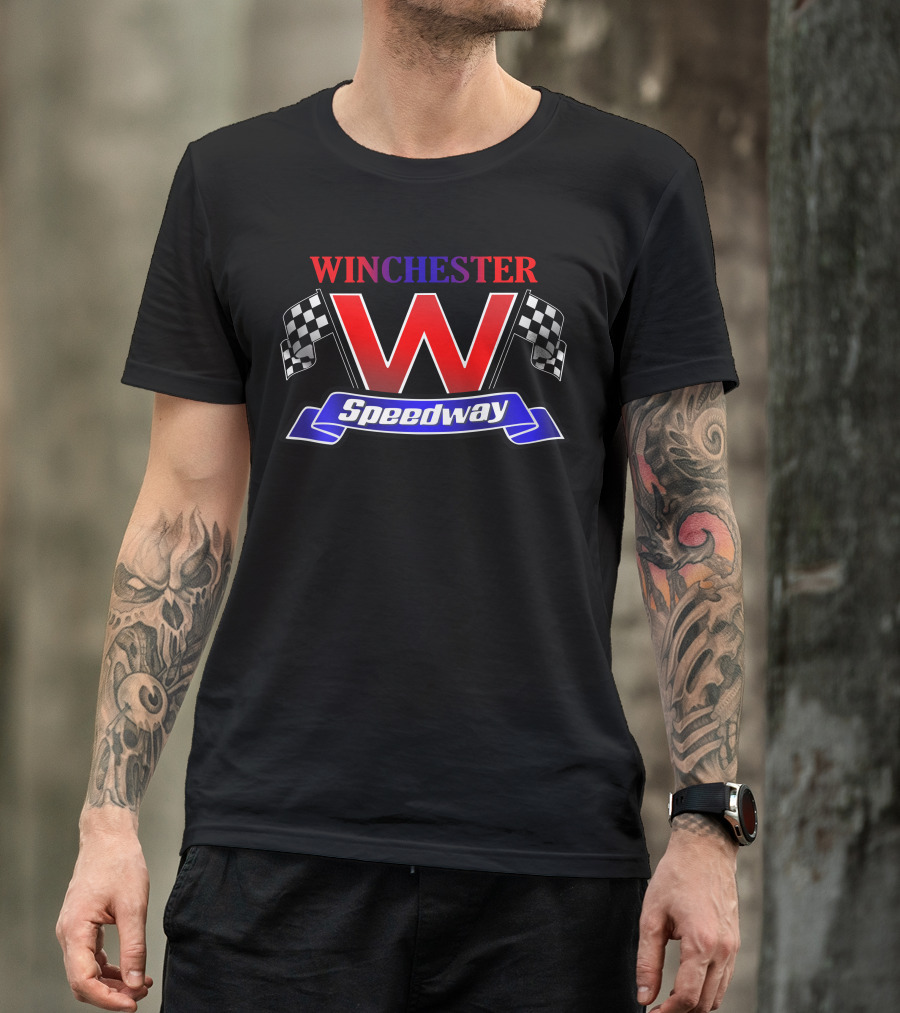 Winchester Speedway Racing W Checkered Flags T-Shirt
