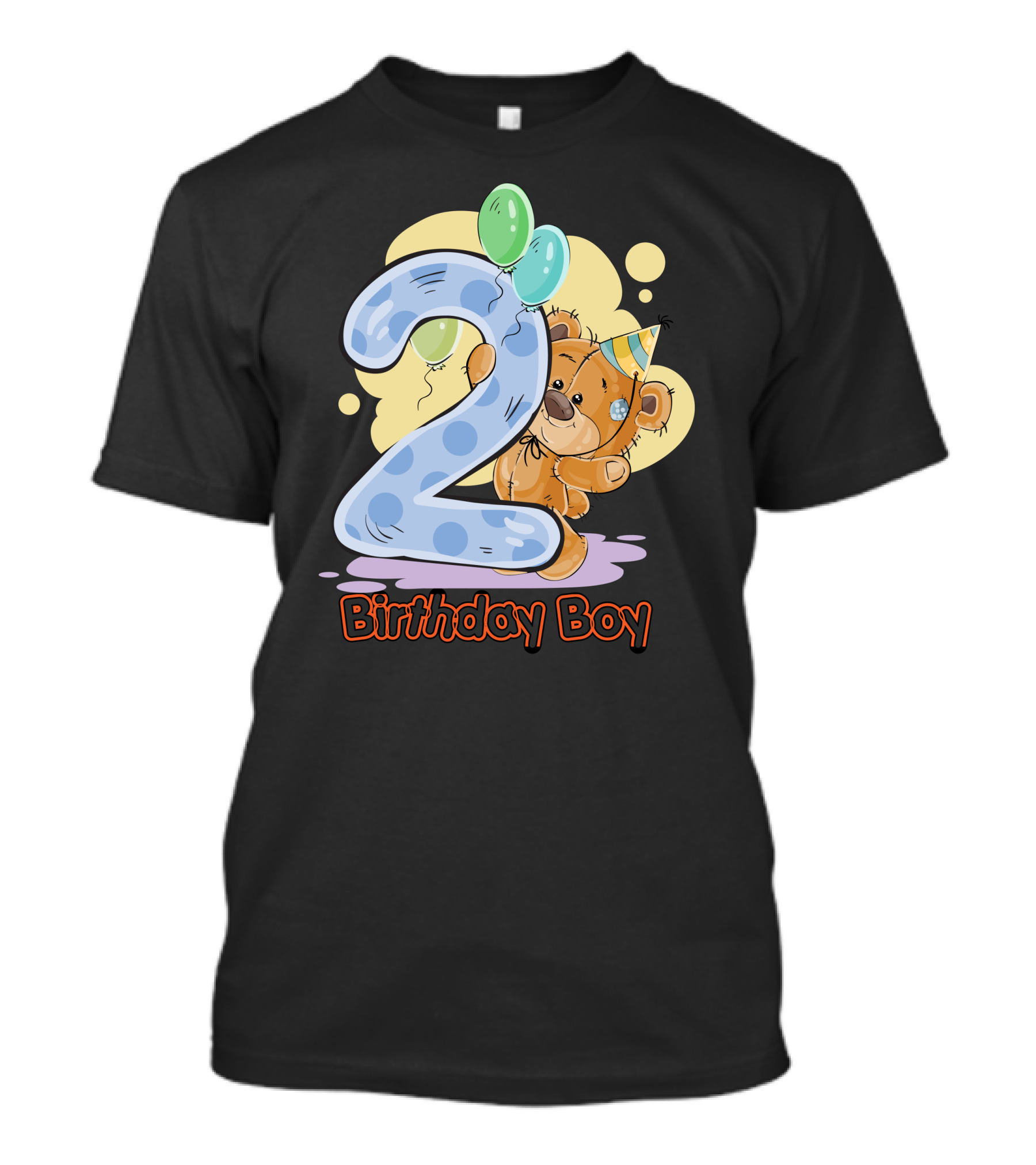 2 Birthday Boy Teddy Bear Balloons Party T-Shirt