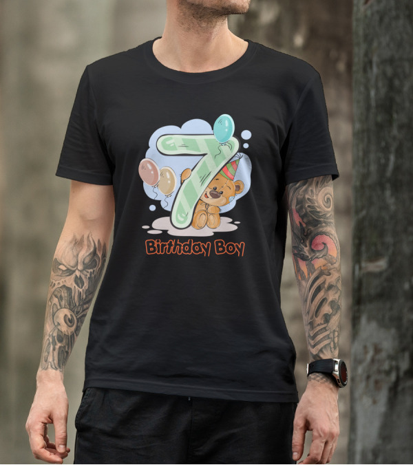 7 Birthday Boy Teddy Bear Balloons T-Shirt
