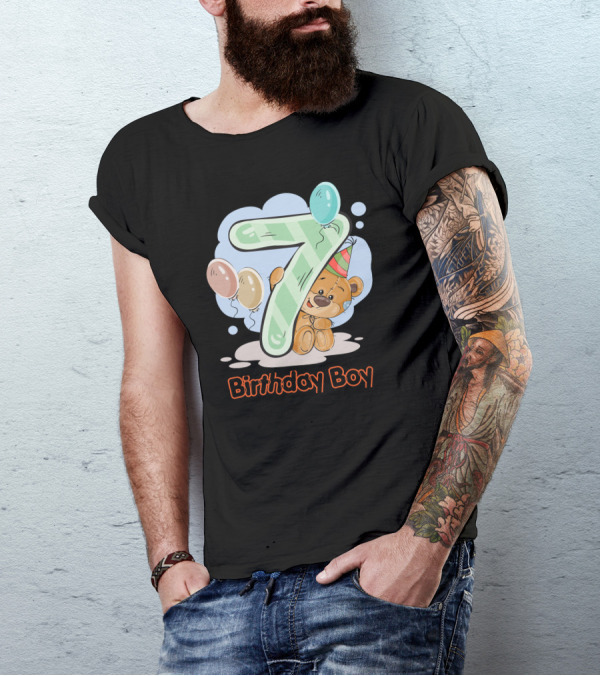 7 Birthday Boy Teddy Bear Balloons T-Shirt