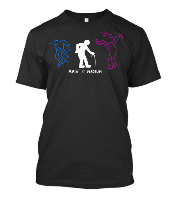 'Avin It Medium Aging Clubber Dancing Figures With Walking Stick T-Shirt