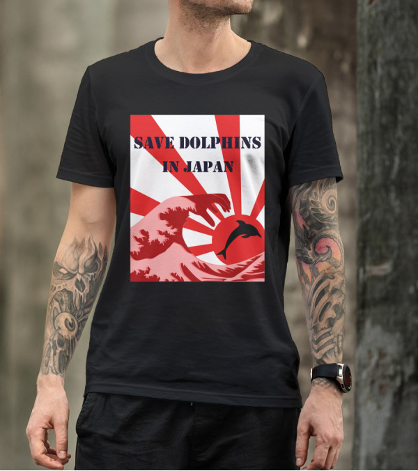 Save Dolphins In Japan Rising Sun Wave T-Shirt