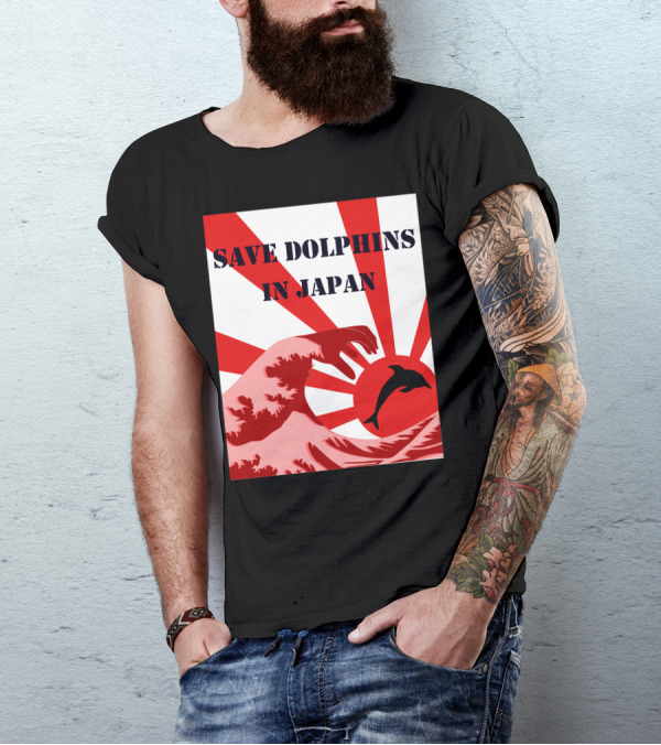Save Dolphins In Japan Rising Sun Wave T-Shirt