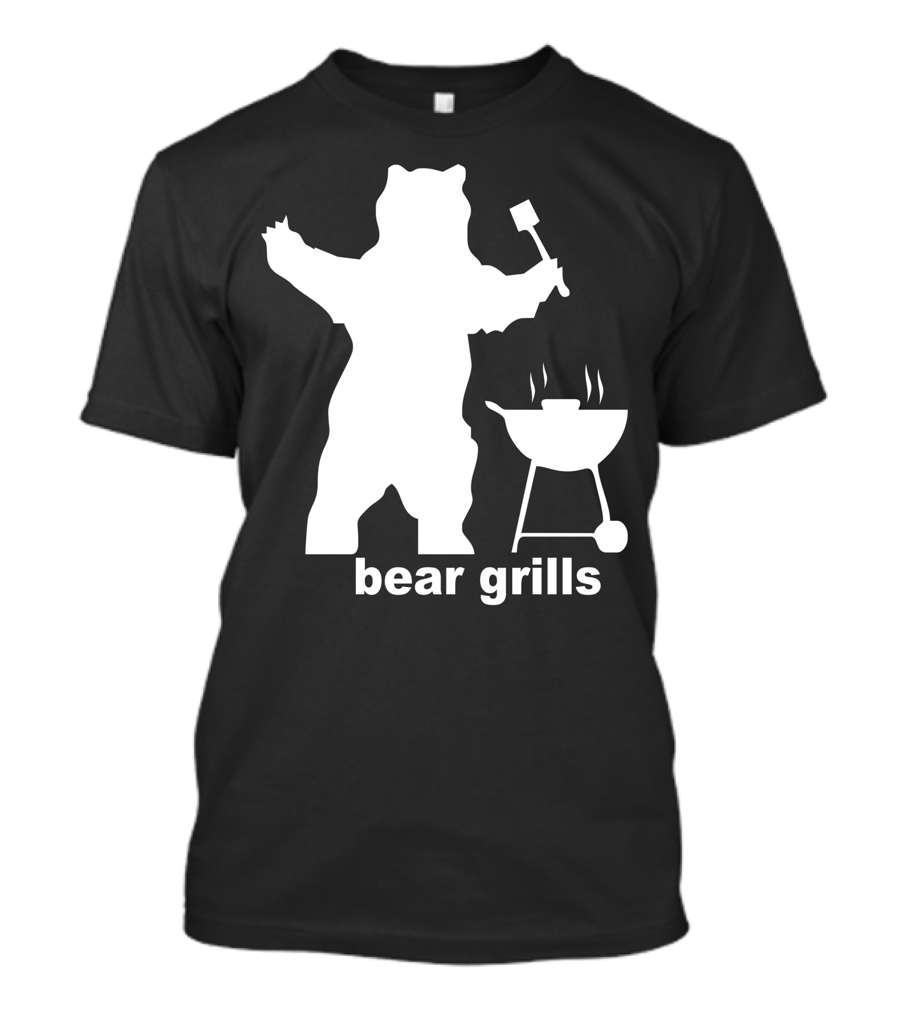 Bear Grills BBQ Bear Silhouette With Spatula And Grill T-Shirt