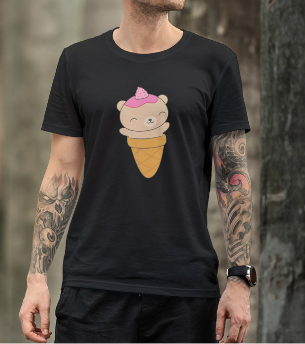 Brown Bear In Ice Cream Cone Sweet Delight T-Shirt