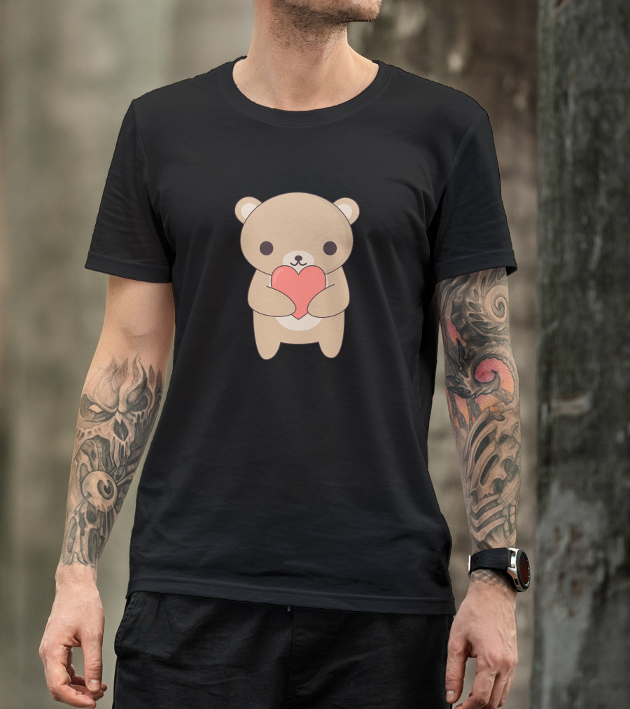 Cute Brown Bear Holding Heart T-Shirt