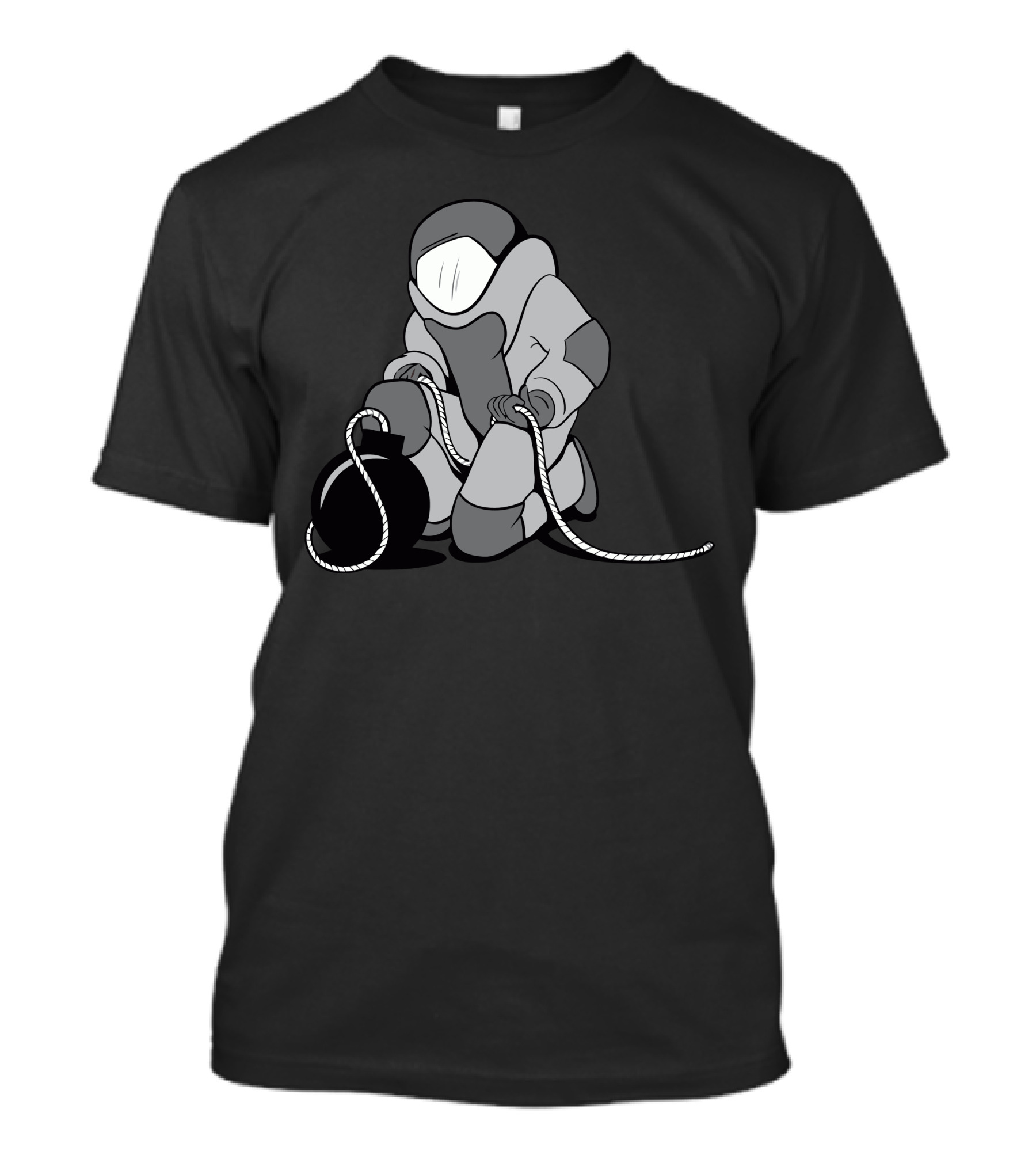 Cartoon Bomb Squad Suit With Bomb And Fuse T-Shirt