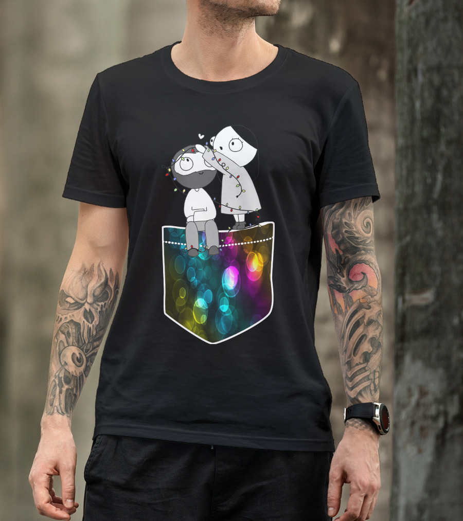 Catana And Jhon Nostalgia Festive Lights In Colorful Pocket T-Shirt