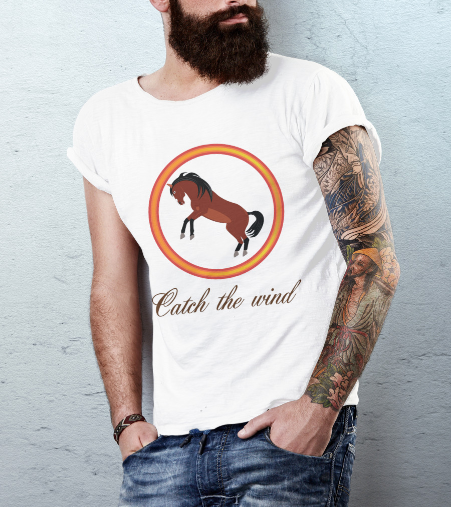 Catch The Wind Horse In Fiery Circle T-Shirt