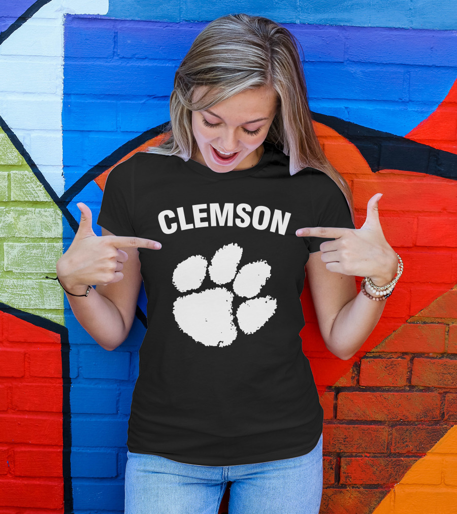Clemson Tigers White Paw Prints T-Shirt